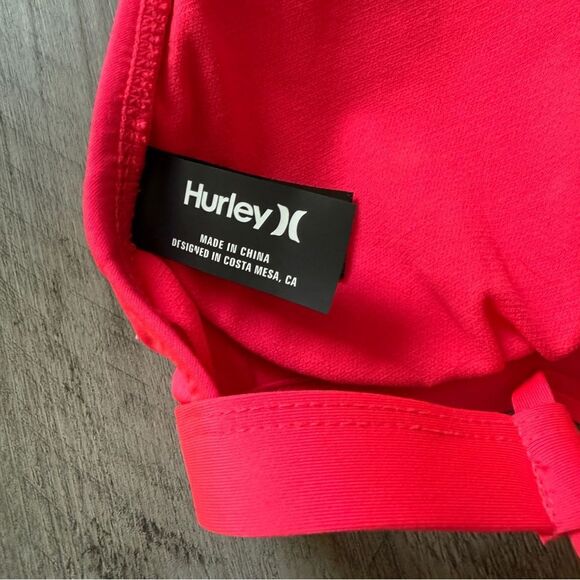 Hurley Bikini Top Neon Pink Peekaboo Cut Out Medium Vacation - Picture 4 of 9